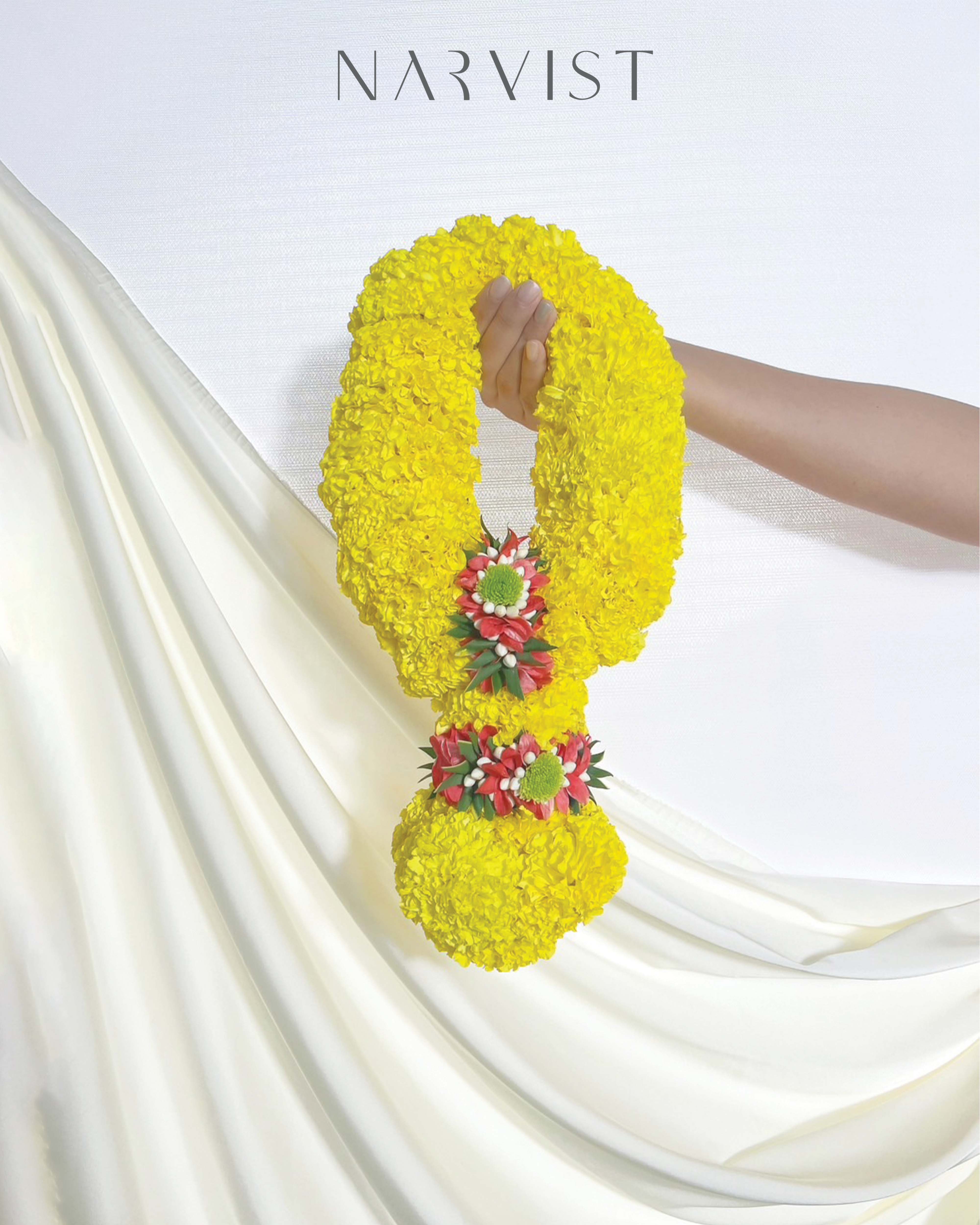 พวงมาลัยดอกไม้สด มาลัยสด มาลัยดอกดาวเรือง มาลัยไหว้เทพ มาลัยแขก พระพิฆเนศ FM43