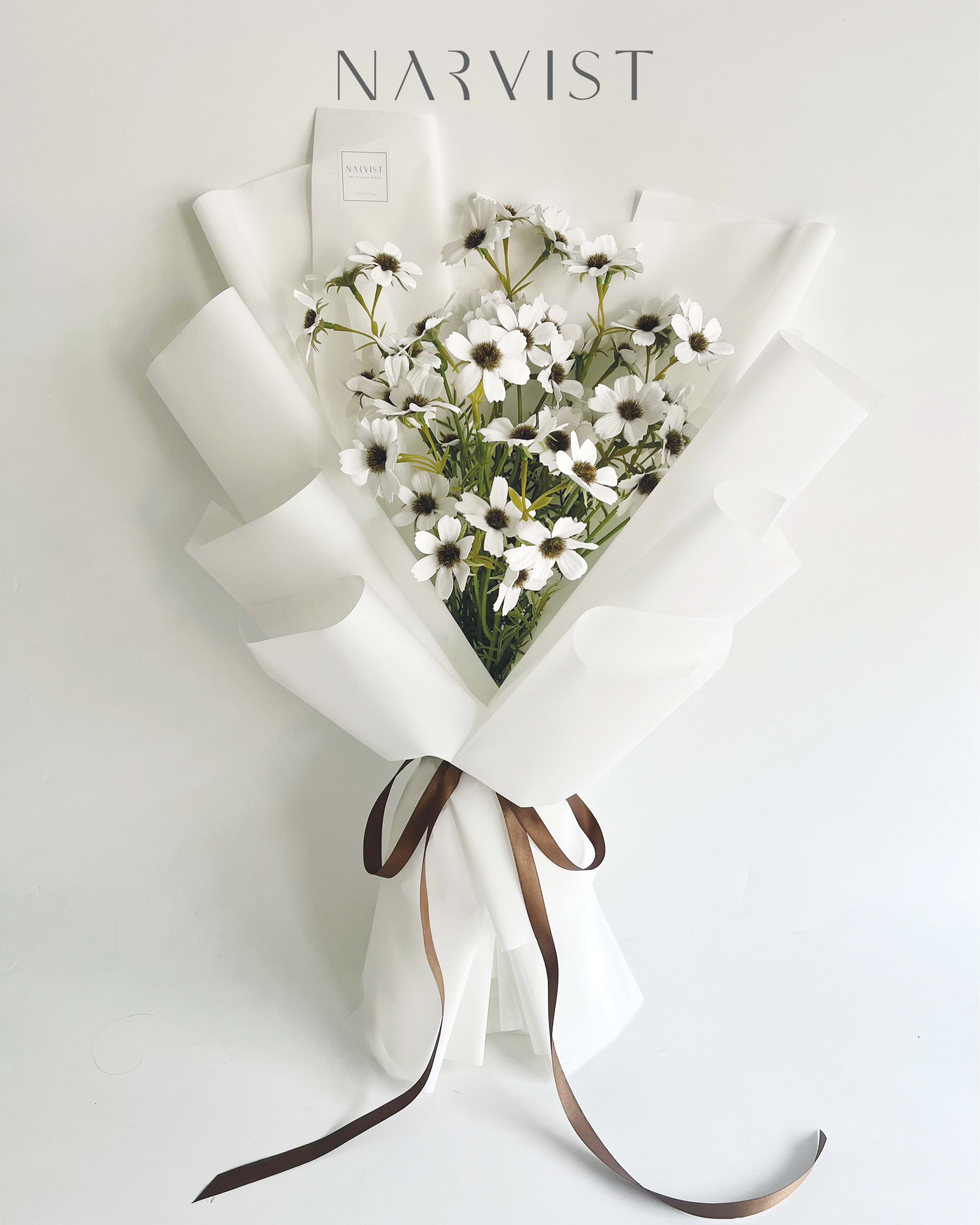 ช่อดอกเดซี่ ดอกไม้ประดิษฐ์ ดอกไม้แสดงความยินดีพร้อมการ์ด - BQ72