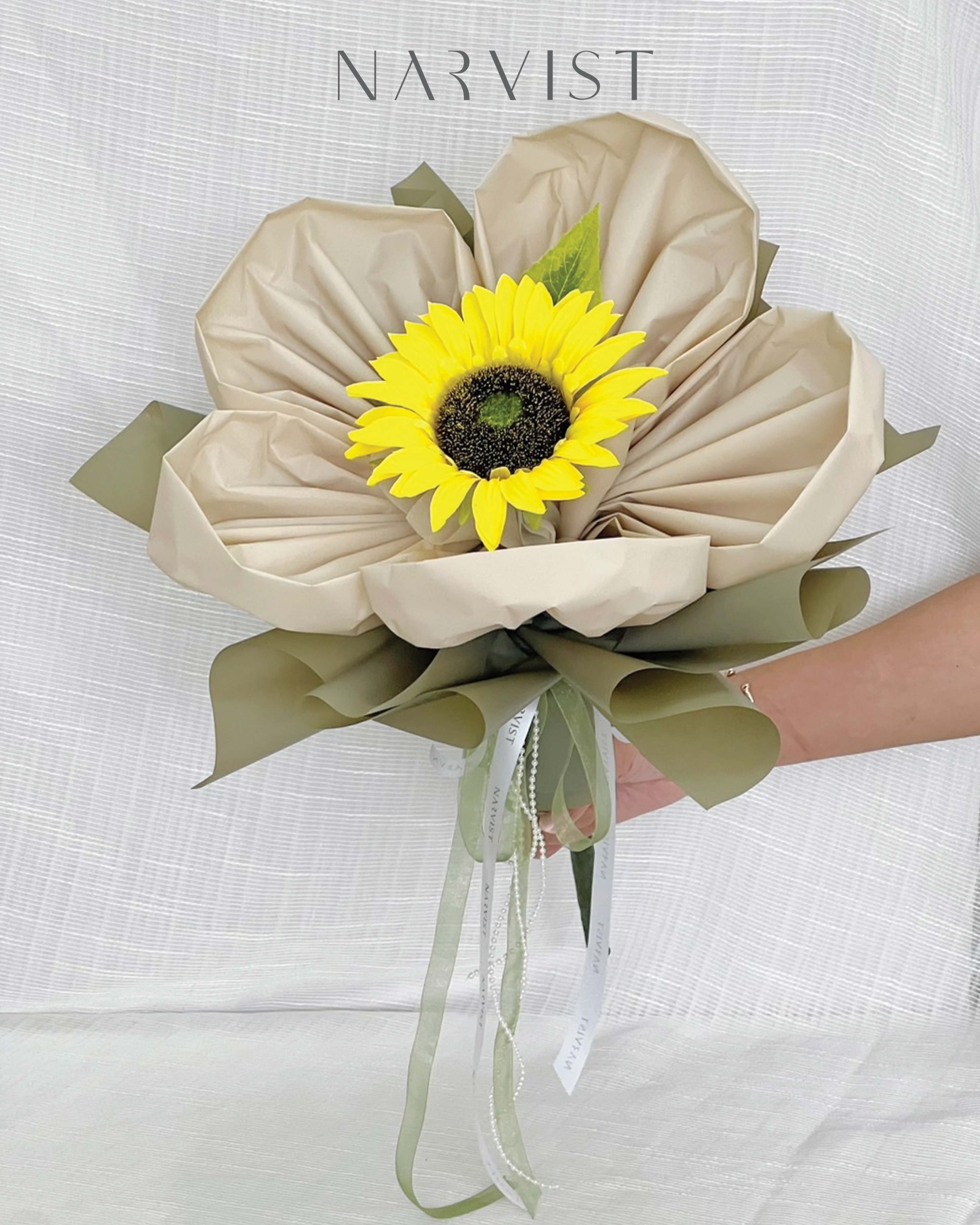 ช่อดอกไม้ประดิษฐ์ ช่อทานตะวัน - BQ77-GREEN