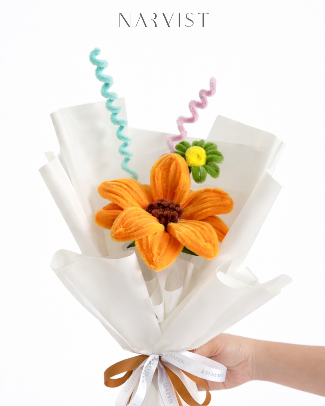 ช่อดอกไม้ประดิษฐ์ ช่อดอกไม้ลวดกำมะหยี่ NV47