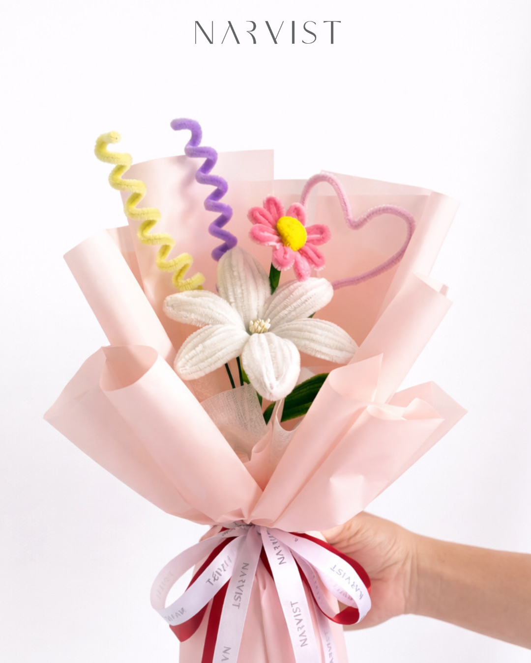 ช่อดอกไม้ประดิษฐ์ ช่อดอกไม้ลวดกำมะหยี่ NV49