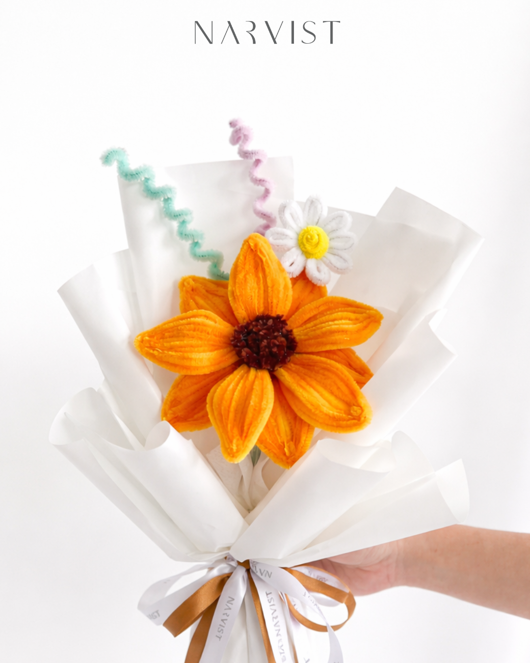 ช่อดอกไม้ประดิษฐ์ ช่อดอกไม้ลวดกำมะหยี่ NV48