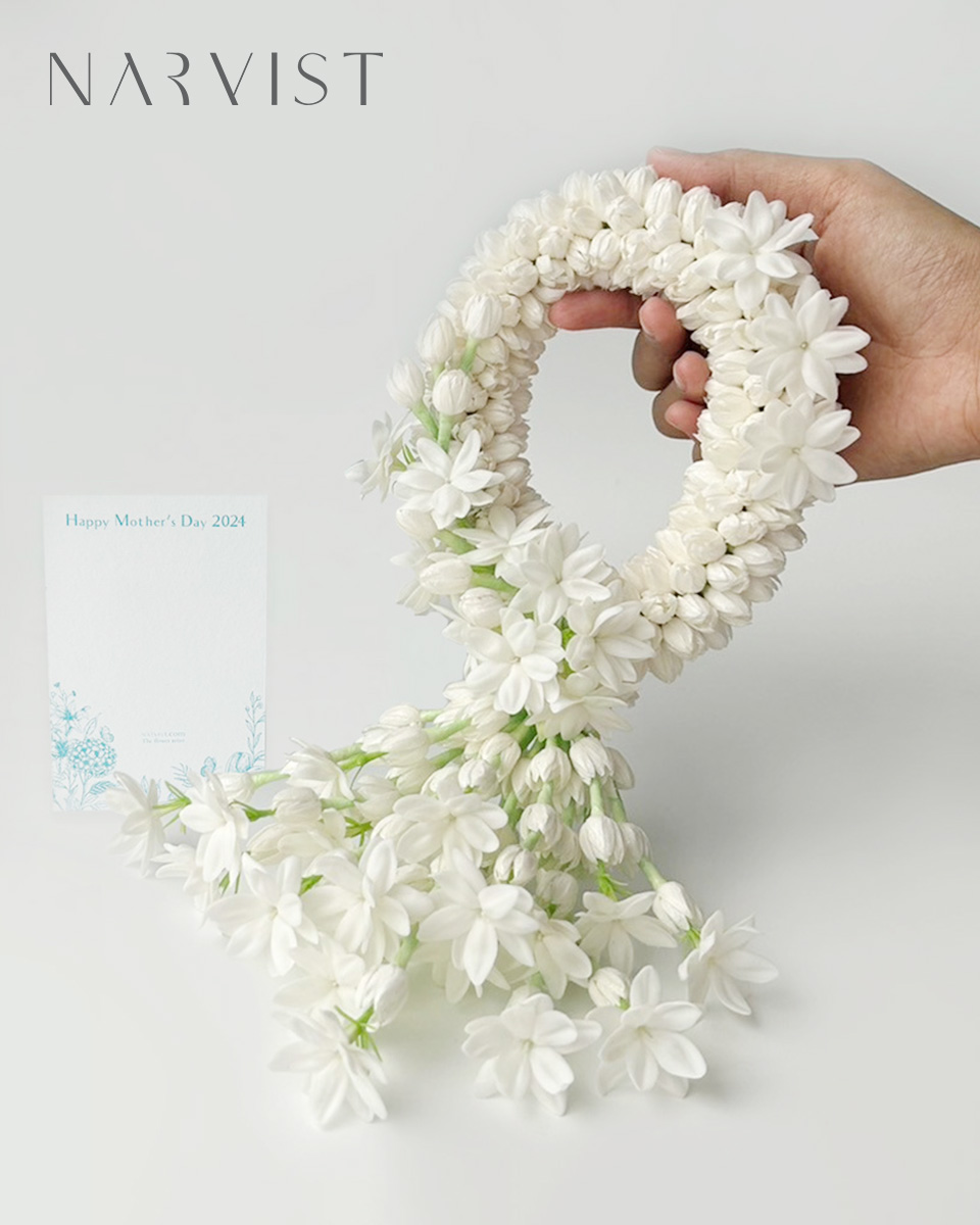 พวงมาลัยดอกไม้ประดิษฐ์ มาลัยดอกมะลิสีขาว MP64