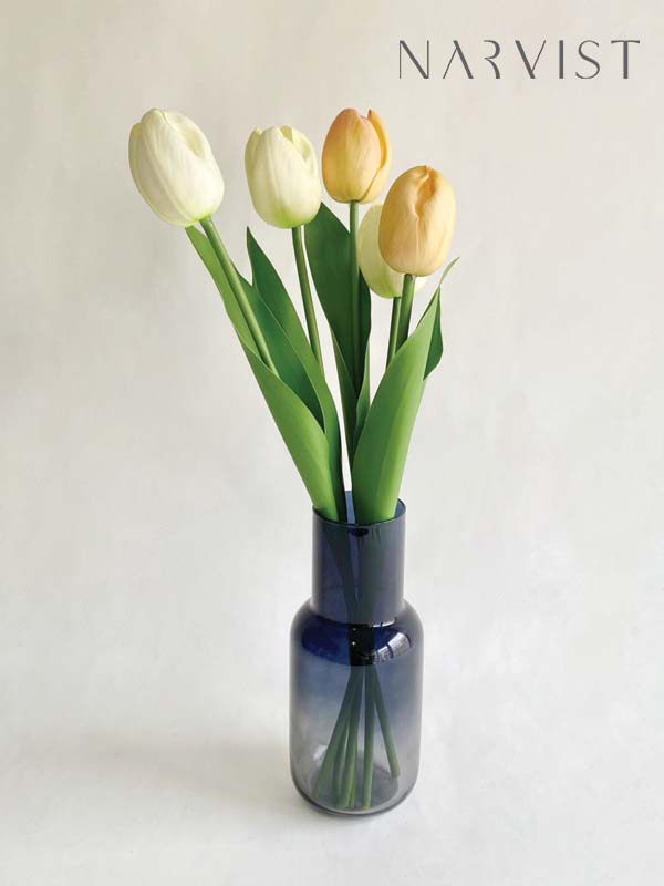 แจกันดอกไม้ประดิษฐ์ VA35 ดอกไม้แสดงความยินดีพร้อมการ์ด แจกันดอกทิวลิป