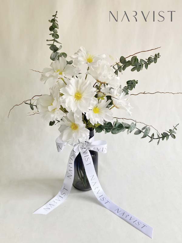 VA38 ดอกไม้ประดิษฐ์ ดอกไม้แสดงความยินดีพร้อมการ์ด แจกันดอกคอสมอส