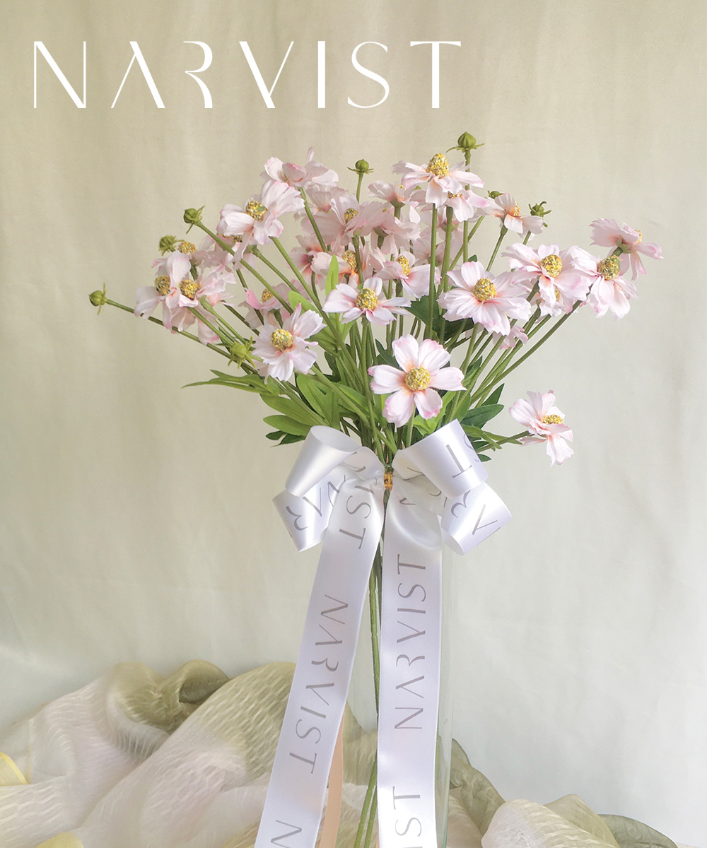 VA28 แจกันดอกไม้ประดิษฐ์ ดอกไม้แสดงความยินดีพร้อมการ์ด (แจกันดอกเดซี่สีชมพู)