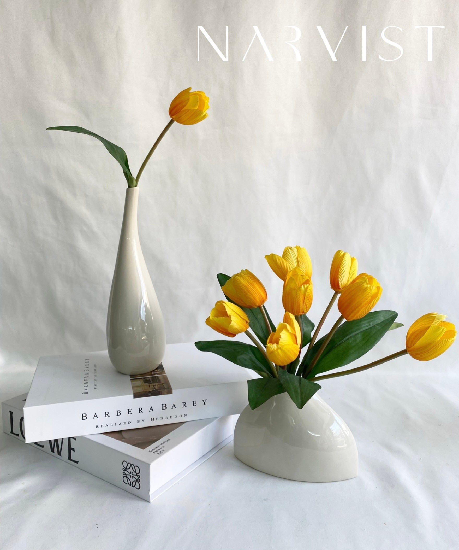 กระเช้าดอกไม้ประดิษฐ์ VA31 ดอกไม้แสดงความยินดีพร้อมการ์ด เซทของแต่งบ้านแจกันดอกทิวลิป